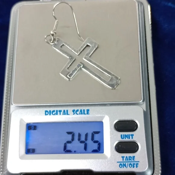 Sterling Silver Cross Dangle Earrings - Picture 8 of 10